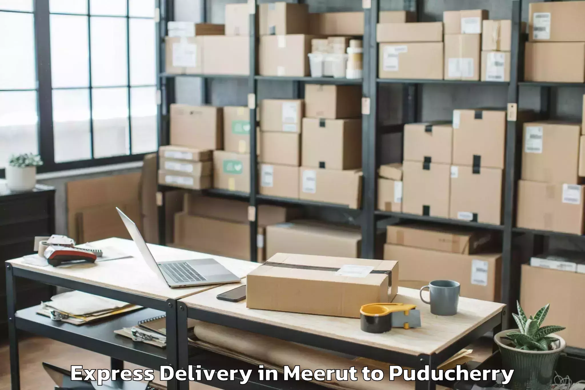 Top Meerut to Pondicherry University Puduche Express Delivery Available